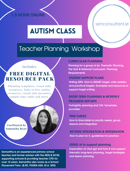 14th january 2026 autism class teacher planning workshop 1