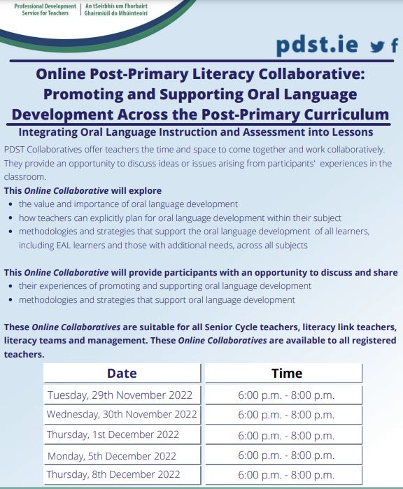 PDST Online PostPrimary Literacy Collaborative Promoting and