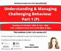 Understanding & Managing Challenging Behaviour - Night 1
